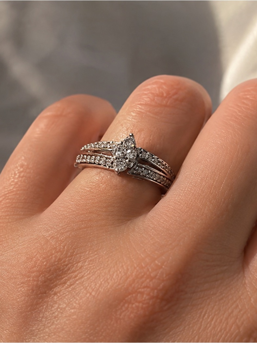 Vintage 14k White Gold Marquis Diamond Ring